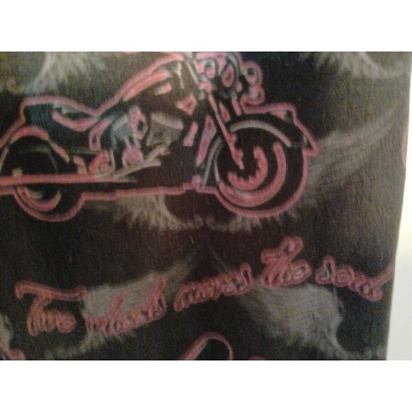 Gemini Design Apparel Leggings Black/Gray Wing With Pink Motorcycles One Size - Picture 10 of 16